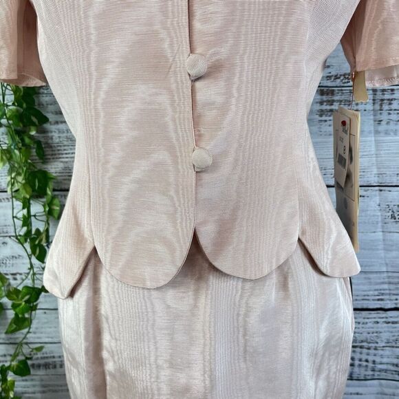 Vintage Scott McClintock Skirt Suit size 8 Pink Taffeta Lace 80's Wedding Prom - Picture 12 of 16